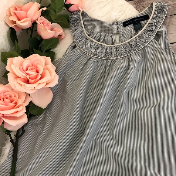 French Connection Tops - French Connection Blue & Silver Sleeveless Blouse